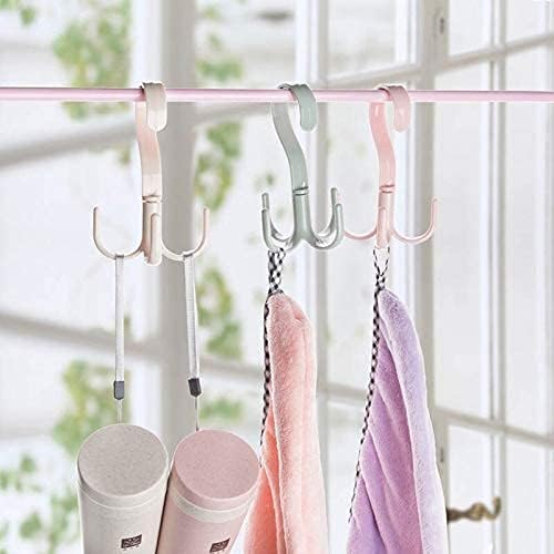 Image of Mechdel 10 PCS 360 Degree Rotatable Hook Closet Hanging Organizer Hangers, 360 Degree Rotating Closet Clothes Hangers with 4 Claws (Multicolor)