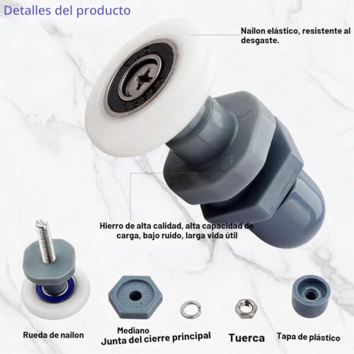 Miniatura 3 de Yuanqian Rodillos Para Puerta De Ducha, Corredores, Poleas De 20 Mm, Juego De 10 Piezas De Repuesto Para Baño