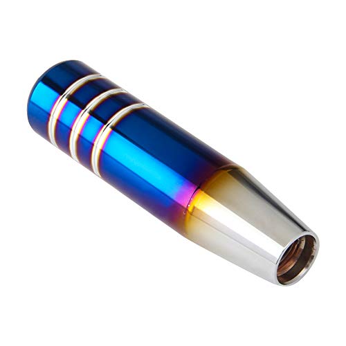 Wenjtp Aluminum Weighted Shift Knobs, Universal Burnt Blue Long Shift Knobs Automatic Manual Vehicles Lever Cover Head Shift Knobs 5 Inch With 3 Threaded Adapters M8 M10 M12 X 1.25 (Silver) #TOP2