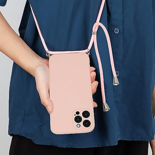 Capa de cordão de pescoço transversal para iPhone 14 Pro Max, capa de telefone colar com alça de cor