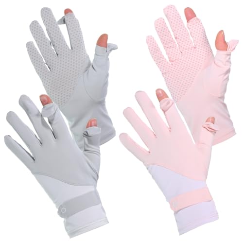 Zelphvt 2 Pack Sun Protection Gloves for Women UPF 50+ Ice Silk Sun Gloves