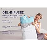 Cooling Gel Memory Foam Pillow - 1-Pack - Standard Size Bed Pillows For Sleeping - Medium-Firm - Back, Stomach and Side Sleeper Pillow - Shoulder & Back Pain Relief - Washable , Bamboo Viscose Cover - Image 3