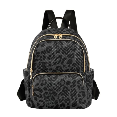 Image of ALAZA Gray Black Leopard Print Pattern Medium Backpack Purse for Women Travel Bag Fashion Daypack Back Pack Shoulder Bag