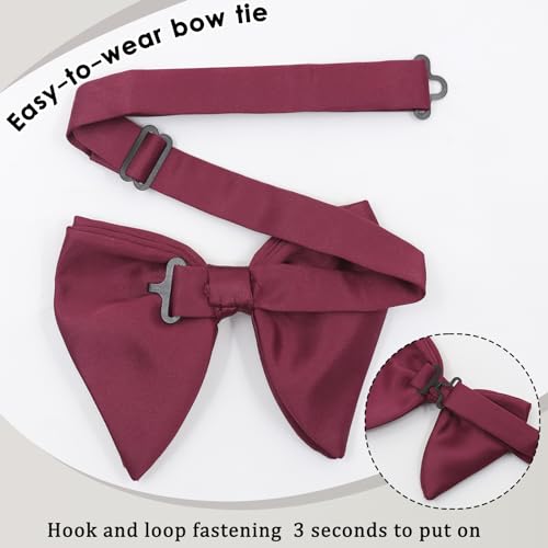 Image of Luckyvestir Oversized Bow Ties for Men, Black /Red Big Bow Tie, Solid Color Pretie Bowtie Men for Tuxedo Wedding