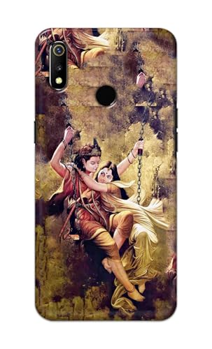 Image of Printed Hard Back Cover for Realme 3 | Realme 3i Back Cover (Radha Krishna Love -J1) -190724(EA)