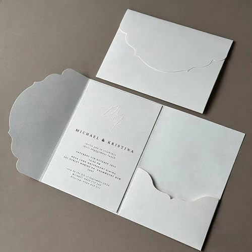 Cartes d'invitation vierges Trifold blanches lot de 25 pièces format 13x18 cm