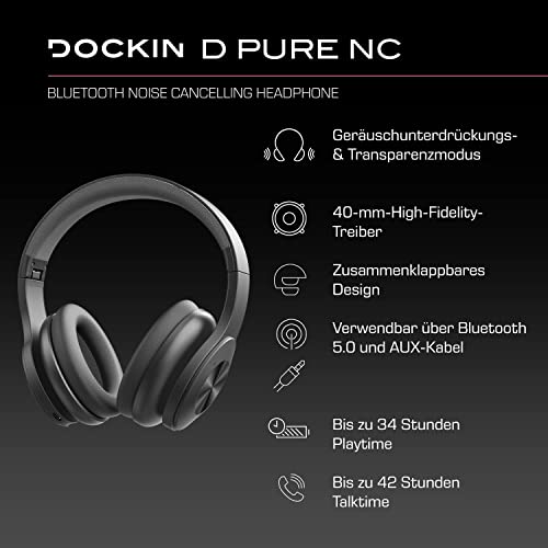 Dockin D Pure NC: Wireless Bluetooth Kopfhörer mit Noise Cancelling