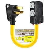 Lingvee 220 to 110 Adapter Compatible with NEMA 10-50P to 4X 5-20R/15R with 20 Amp Circuit Breaker, 220/250V Electrical Stove/Range/Oven Male Plug Gas 110/125V Power Convert Adapter(1.8 ft)
