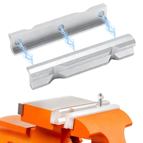 Mordazas magnéticas para tornillo de banco 150 mm – Mordazas protectoras de aluminio con ranura en V, antideslizantes y resistentes, accesorios de taller para metal, madera y bricolaje