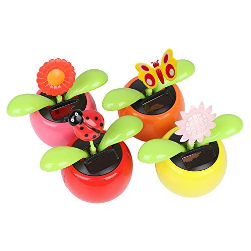 Welecom 4 Solar Dancing Sunflower Toy Solar Powered Dancing Ladybug In Colorful Pots Swinging Butterfly Flip Flap Animated Bobblehead Dancer Window Sun Catcher Car Dashboard Decor Portable Suncatchers #TOP6