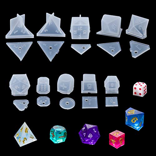 FineInno 9 PZ Moldes de Resina de Silicona para Joyería Formas de Colgante Collares Haciendo Creación de Artesanía manualidades Moldes de Dados (10pcs Casting Mold)