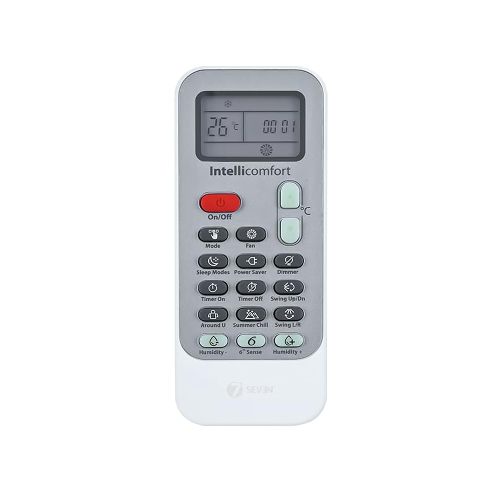 7SEVEN® Compatible for Whirlpool Ac Remote Original Intelli Comfort 129a Model Suitable Inverter and Non Inverter Air Conditioner Series 1 1.5 2 Ton Split and Window Remote Control