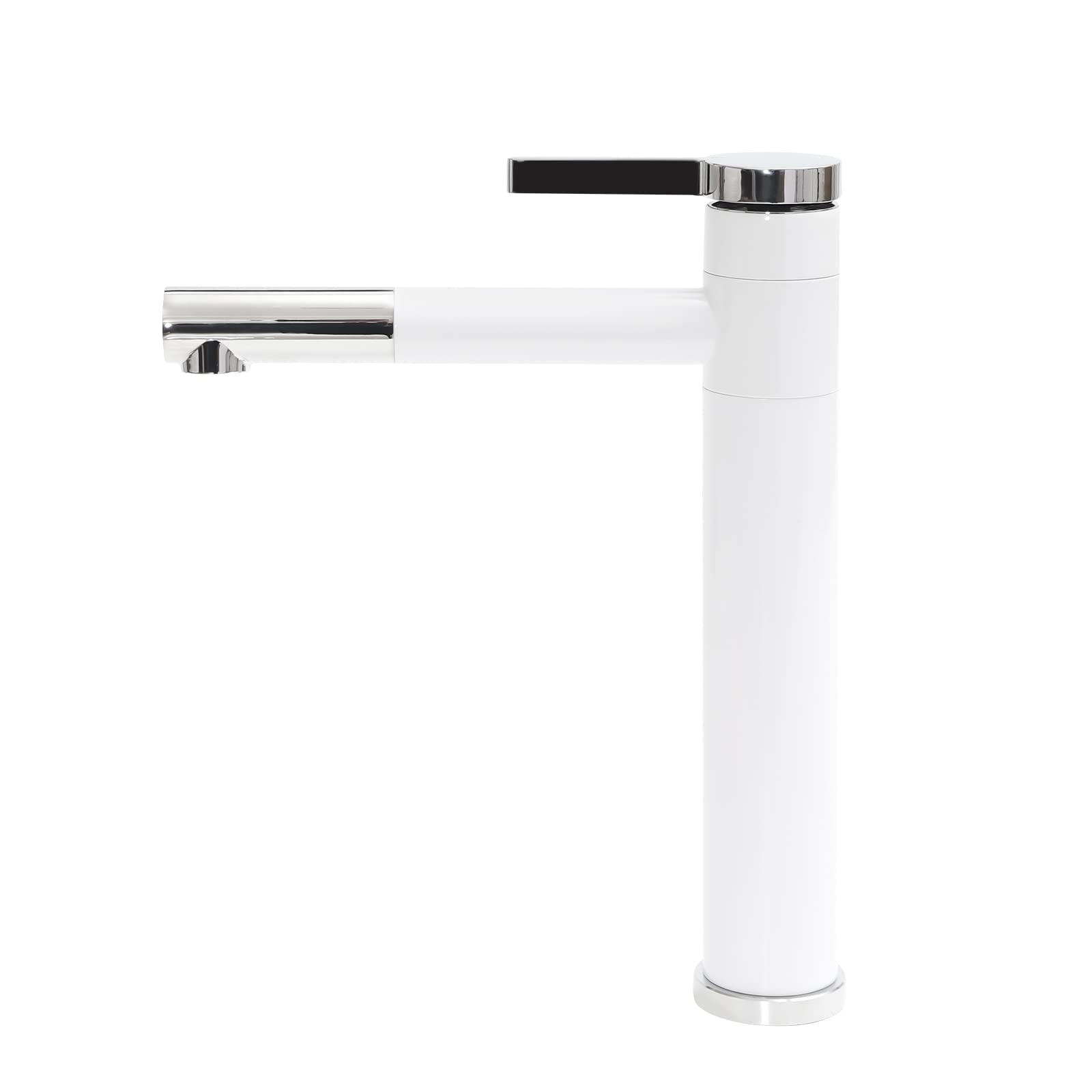 Rubinetto da cucina, miscelatore monocomando per lavello, girevole a 360 gradi, valvola in ceramica, design moderno, antiruggine, facile da montare, per casa e ufficio, bianco argento, durevole