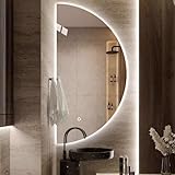 LED-Badezimmerspiegel, rund, Wandmontage, 3 Farben, dimmbar, Touch-Sensor, moderner Kosmetikspiegel für Heimdekoration, 40 x 80 cm