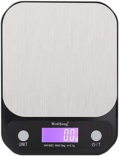 Electronic Scales Scale Stainless Steel Digital Kitchen High Precision Weighing Cooking HD LCD The Display for Vegetable Market Fish (5kg/0.1g) ()