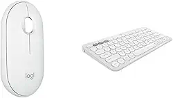 Kit Mouse Sem Fio Logitech Pebble 2 M350s Branco + Teclado Sem fio Logitech Pebble Keys 2 K380s Branco