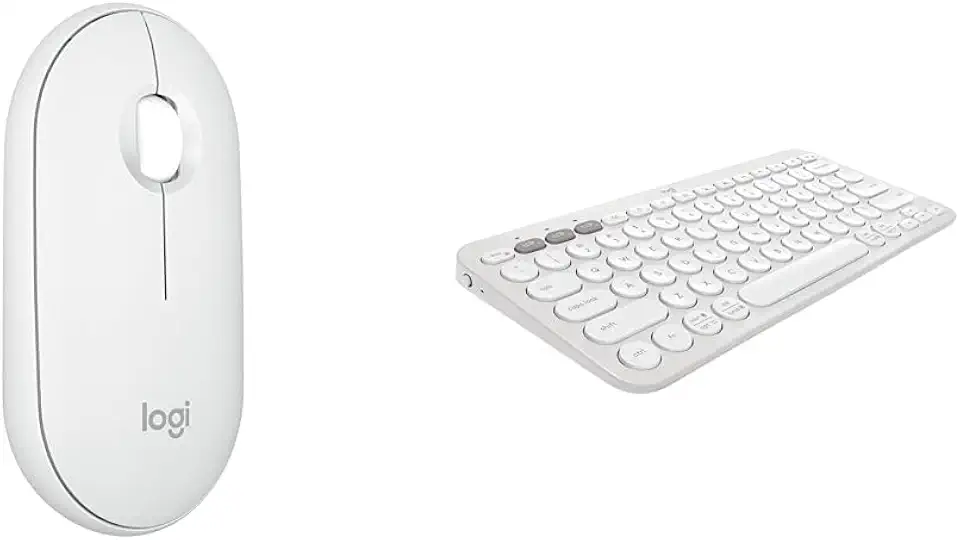 Kit Mouse Sem Fio Logitech Pebble 2 M350s Branco + Teclado Sem fio Logitech Pebble Keys 2 K380s Branco