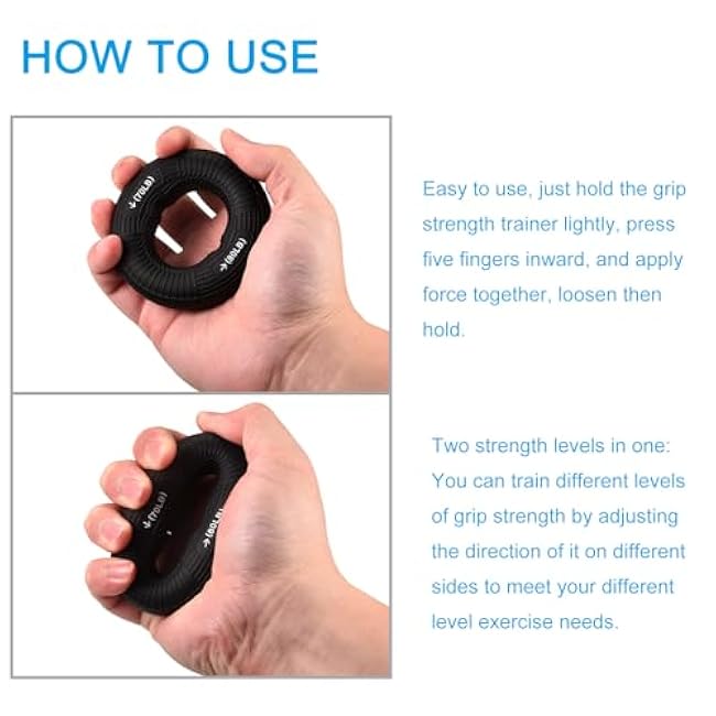 uxcell Hand Grip Strengtheners, Grip Strength Training for Stress Relieve & Rock Climbing