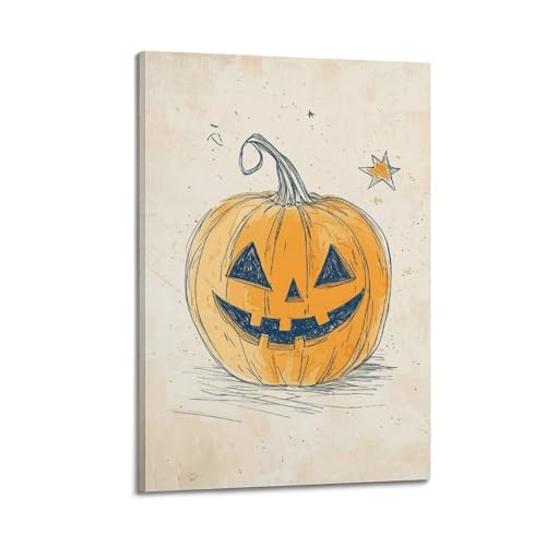 Lanterne de citrouille Halloween toile encadrée 40x60cm tableau chambre
