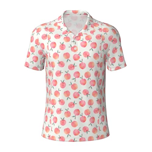 Polo à manches courtes pour homme rose pastel design motif pêche premium