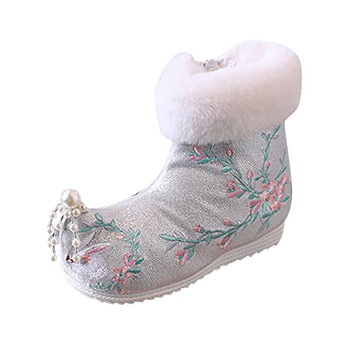 Toddler Shows Girls Warm Cotton Boots Embroidered Boots National Boots Princess Cotton Boots