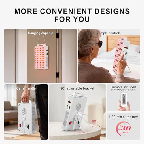 Image of BONTANNY Red Light Therapy, 630 /660 /810 /830 /850nm 5 Wavelengths Red Near Infrared Light Device with 60 Dual Chip Clinical Grade LEDs, Remote Control, Timer for Face, Body, Pain Relief, BO-300 (White)