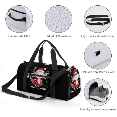 Christmas Axolotl Gym Bag Travel Duffle Bags Carry On Tote Weekender Bag Suitable for Men Women3