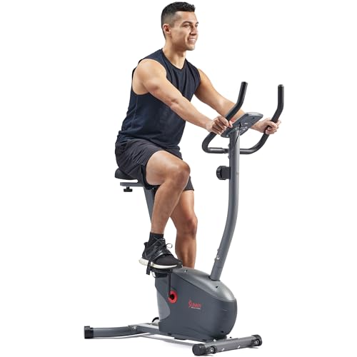 Sunny Health & Fitness Bicicleta estática vertical de rendimiento con resistencia magnética de 8 niveles, sensor de pulso y conectividad mejorada exclusiva de la aplicación SunnyFit - SF-B220030