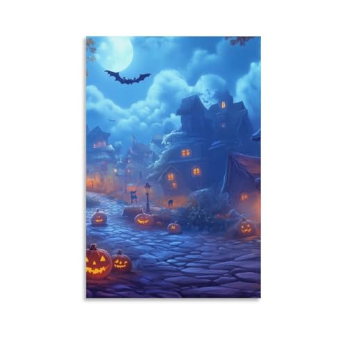 Toile Village Halloween pour chambre et couloir : créez un décor unique