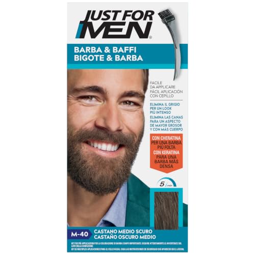 Just For Men Tinte Bigote Y Barba, Con Pincel, Castaño Oscuro Medio M40