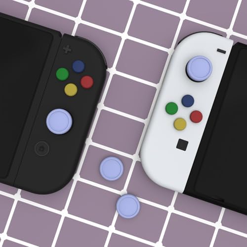 eXtremeRate PlayVital Switch Joystick Caps, Switch Lite Thumbstick Caps, Silicone Analog Cover for Switch OLED Joycon Thumb Grip Rocker Caps for Nintendo Switch & Switch Lite - Light Violet - 1