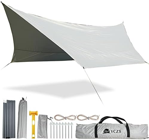 YCZS Hammock Tarp,Waterproof Hammock Rain Fly [20ft x 14ft] - Portable Large Camping Tarp - Easy Set Up Including Tent Stakes and Carry Bag- Camping Gear Must Haves, 6x4.2 m HEX Shape