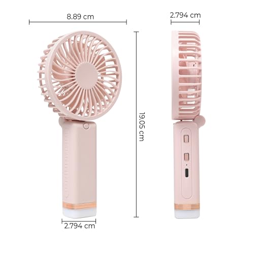 Image of Niwlix Portable Mini Hand Fan Rechargeable 3 Speed Modes, 1200 mAh Battery for Travel, Office & Makeup, Mini Fan, Hand Fan, Small Fan - Pink