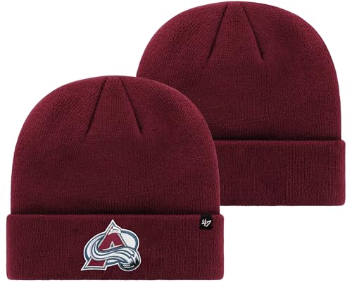 '47 NHL Unisex-Adult Primary Logo Cuffed Knit Beanie Hat Cold Weather Hat, One Size (US, Alpha, One Size, Colorado Avalanche)
