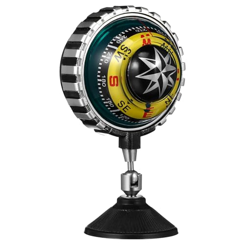 Cabilock Brújula Marina para Tablero de Coche con Ventosa, Mini Brújula de Navegación Amarilla, Herramienta de Guía Profesional para Vehículos y Uso Exterior