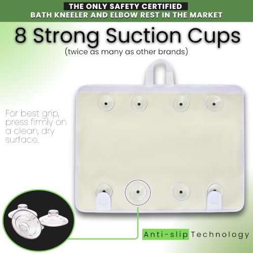 Image of Supa Ant Bath Kneeler -8 Suction Cups & 2 inch Padding.Certified Non Toxic Bath Kneeling Pad for Bath Tub & 5 Bath Toy Organizer. Fast Dry Baby Bath Kneeler and Elbow Rest Pad Set Leaf