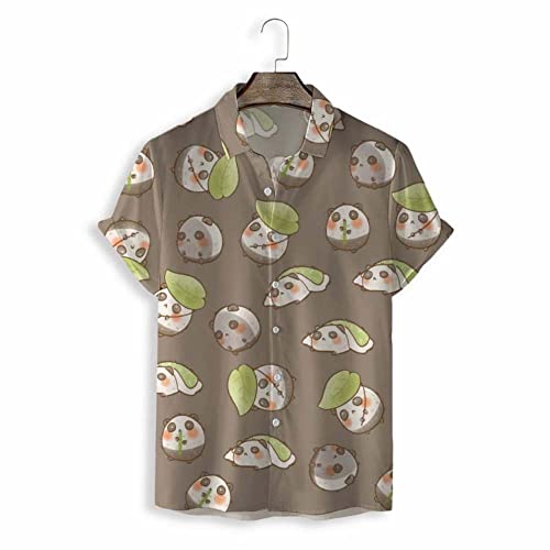 Chemise hawaïenne pour vos fêtes d'été, chemise de plage grise au motif panda mignon