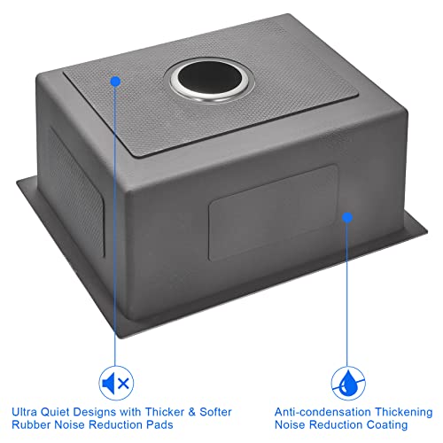 Tsibomu 20 X 16 Inch Undermount Kitchen Sink,Stainless Steel Single Bowl Small Bar Sink, Brushed Nickel #TOP5