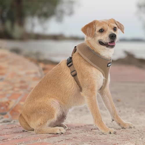 Image of Best Pet Supplies Voyager Aerolite Over the Head Dog Harness, No Pull Breathable Air Mesh Vest, Quick Dry with Reflective Stitching, Adjustable Escape Resistant Harness - Beige, X-Large