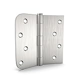 12 Pack goldenwarm Door Hinges Satin Nickel 4inch Interior Door Hinges with Square & Round Corners, Brushed Nickel Flat Butt Hinges Door Hardware