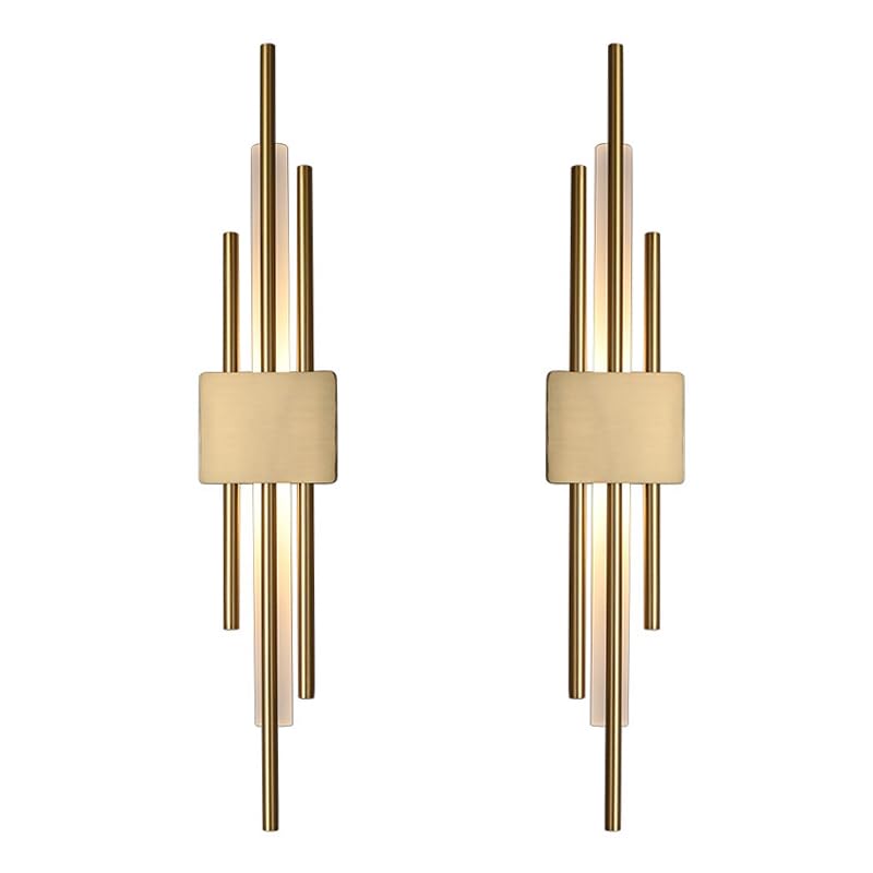 HIFFEY Nordic LED Wall Lamp Indoor Lighting Wall Sconce Light for Home Hotel Stairs Bedroom Bedside Living Room Decoration Lamps (Color : Warm White, Size : A-Gold 2 Pcs)