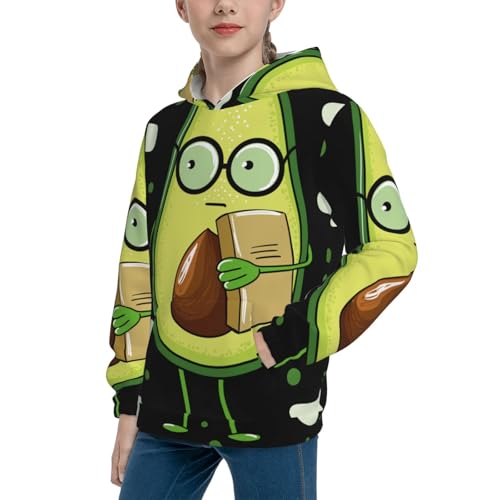 Avocado with Glasses Kid Hoodies Boys Sweatshirts Girls Pullover with Pocket2