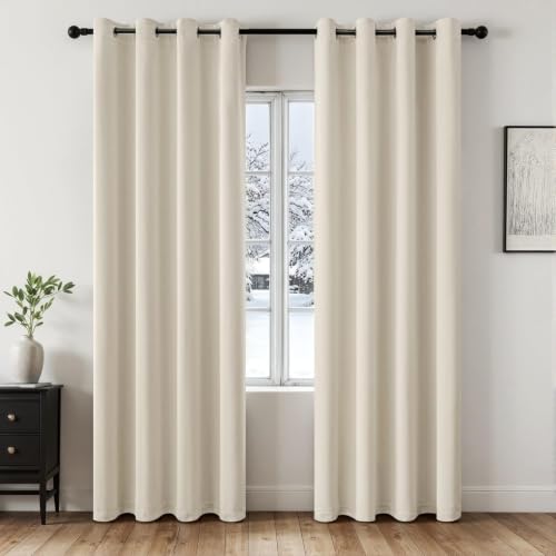 MIULEE Verdunklungsvorhänge Thermo Blickdicht Ösen 2er Set 140x225cm Beige