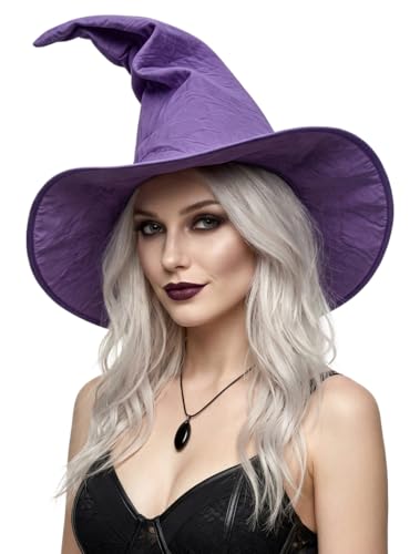 UQJE Wizard Hat for Adults Halloween Witch Hat Sorcerer Costume Accessory (New Purple)