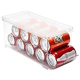 Set of 1- JinaMart Refrigerator Organizer Bin Pop Soda Can Beverage Holder for Fridge, Kitchen, Countertops, Cabinets, Clear Plastic Can Dispenser and Canned Food Pantry Storage Rack(With Lid)