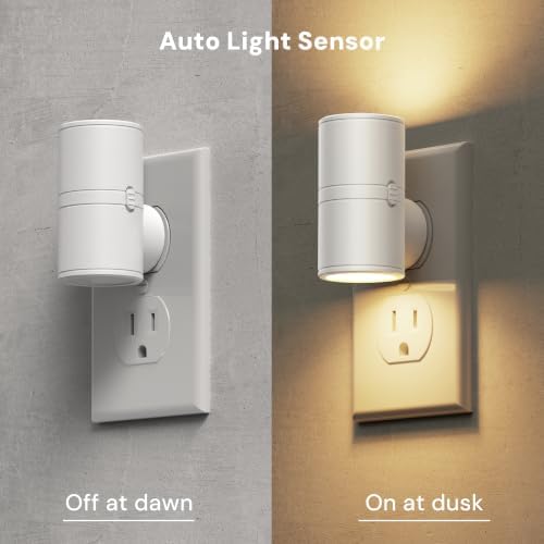 L LOHAS LED Night Light, Soft White 3000K, Light Sensor, White Shade,4 Pack — view 2