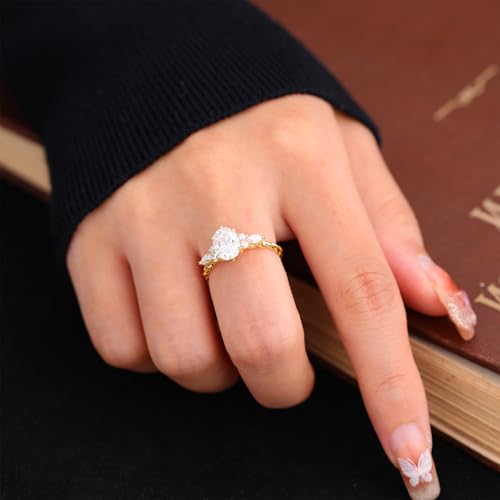 Moissanite Rings for Women,Diamond Engagement Rings 925 Sterling Silver/10K/14K/18K Gold Rings Wedding Bands for Women, Promise Eternity Ring Ideal for Her Size 3-102