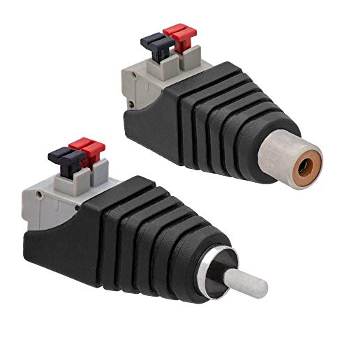 E.T 1x Cinch Buchse + 1x Cinch Stecker RCA >Terminal Block 2 Pin Adapter Druck Klemmen Set