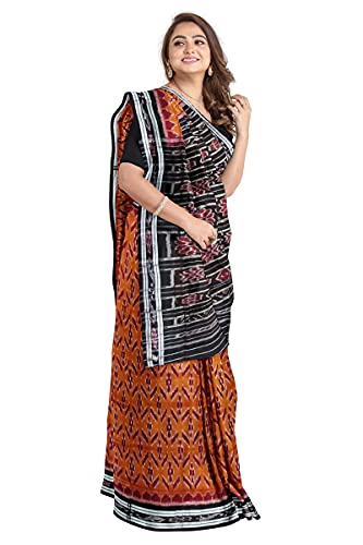 Image of Odisha Sambalpuri Handloom Ikat Women's Cotton Saree, Odisha Handloom Handmade Pure Cotton Khandua Saree, Ikkat Orissa Traditional Handloom Saree Without Blouse