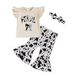 Awwpiely My First Rodeo Baby Girl Outfit Newborn Spring Cowgirl Western Clothes Long Sleeve Romper Bell Bottom Pants 3Pcs Set (Khaki-super cute, 18-24 Months)
